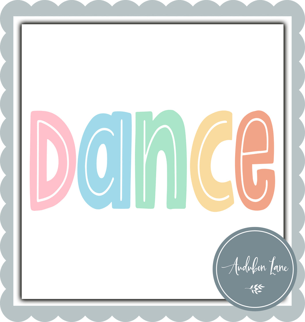 Dance Split Letter Pastel Color Letters Ready To Press DTF Direct To Film Transfer