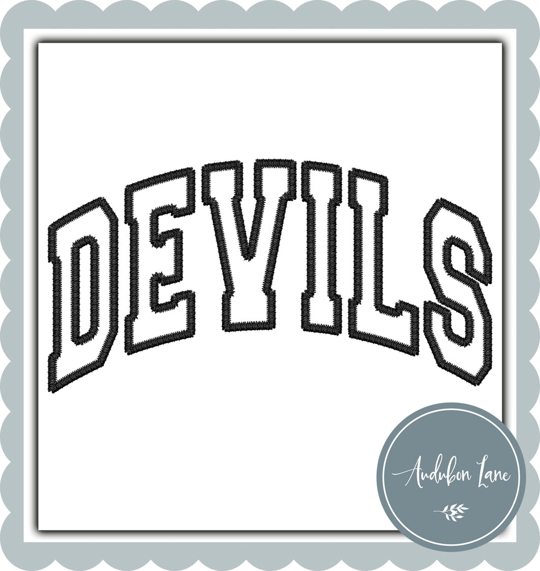 Devils Faux Black Arched Embroidery
