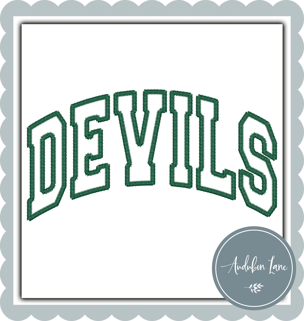 Devils Faux Dk Green Arched Embroidery