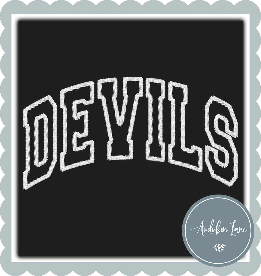 Devils Faux White Arched Embroidery
