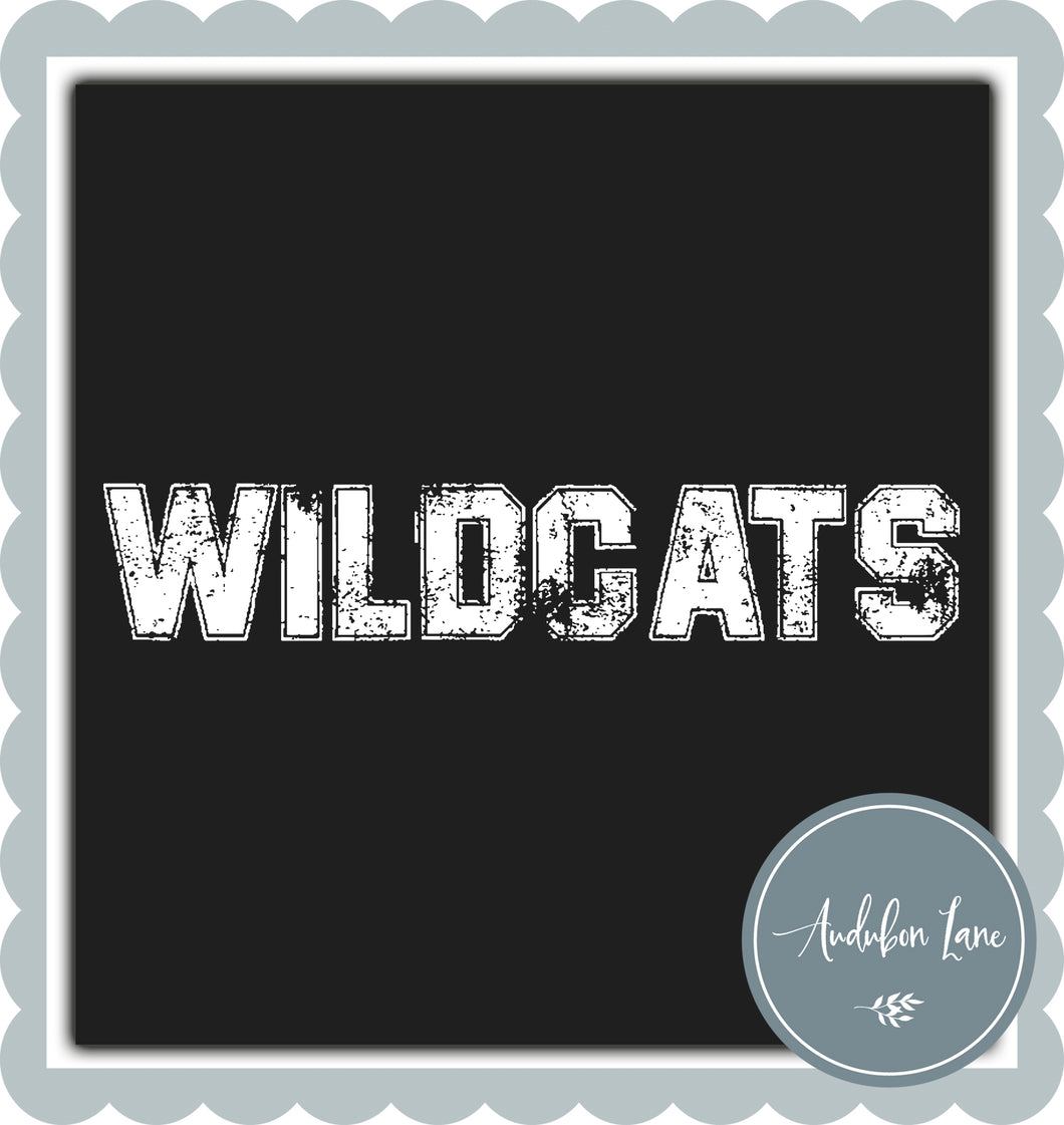 Wildcats Distressed Varsity White Print Ready To Press DTF Transfer Custom Colors or Mascots Available On Request