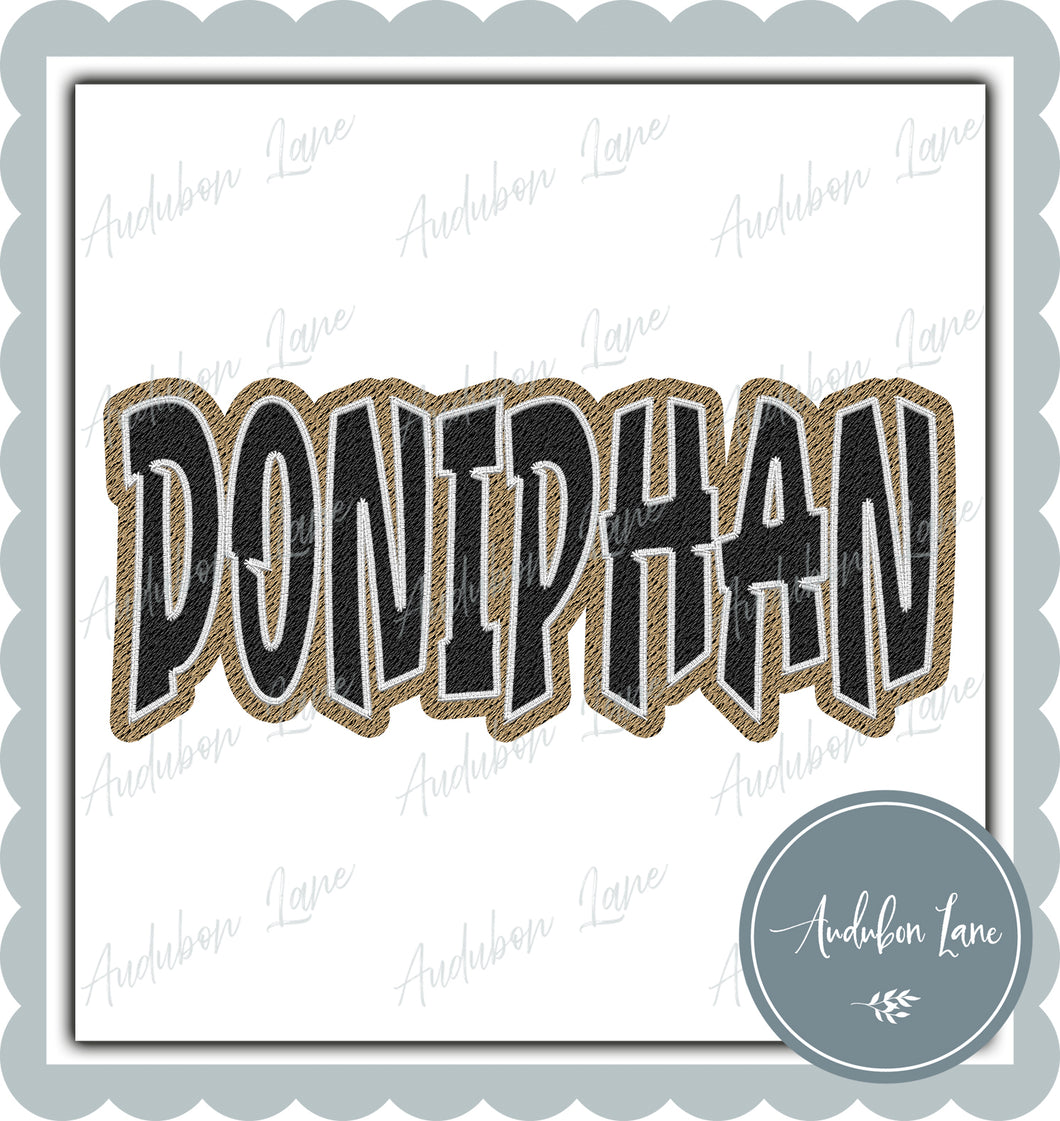 Doniphan Graffiti Style Mesh Black and Vegas Gold Mascot Ready to Press DTF Transfer Customs Available On Request