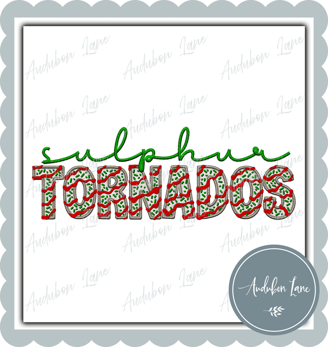 Sulphur Tornados Christmas Faux Embroidery Print Ready To Press DTF Transfer
