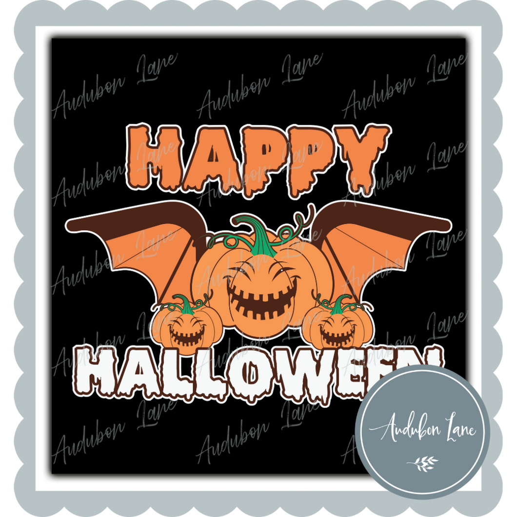 Happy Halloween Pumpkin Bat Ready To Press DTF Transfer