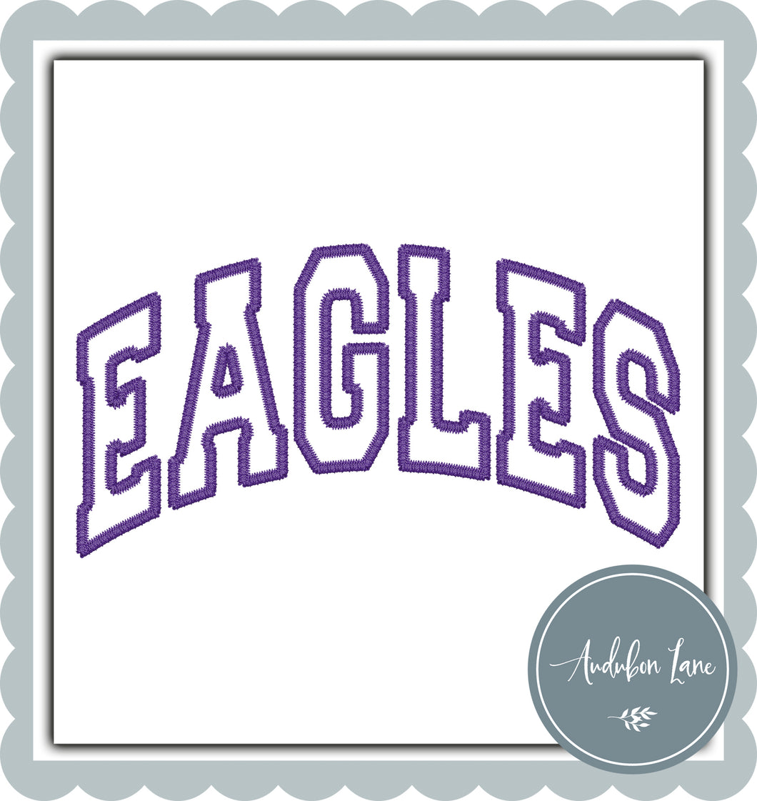 Eagles Faux Purple Arched Embroidery Ready To Press DTF Transfer Custom Colors Available On Request