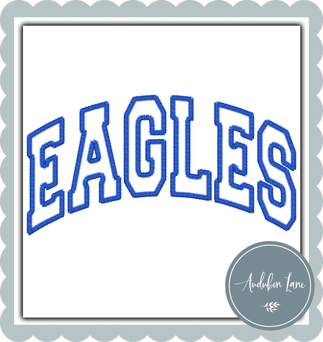 Eagles Faux Blue Embroidery
