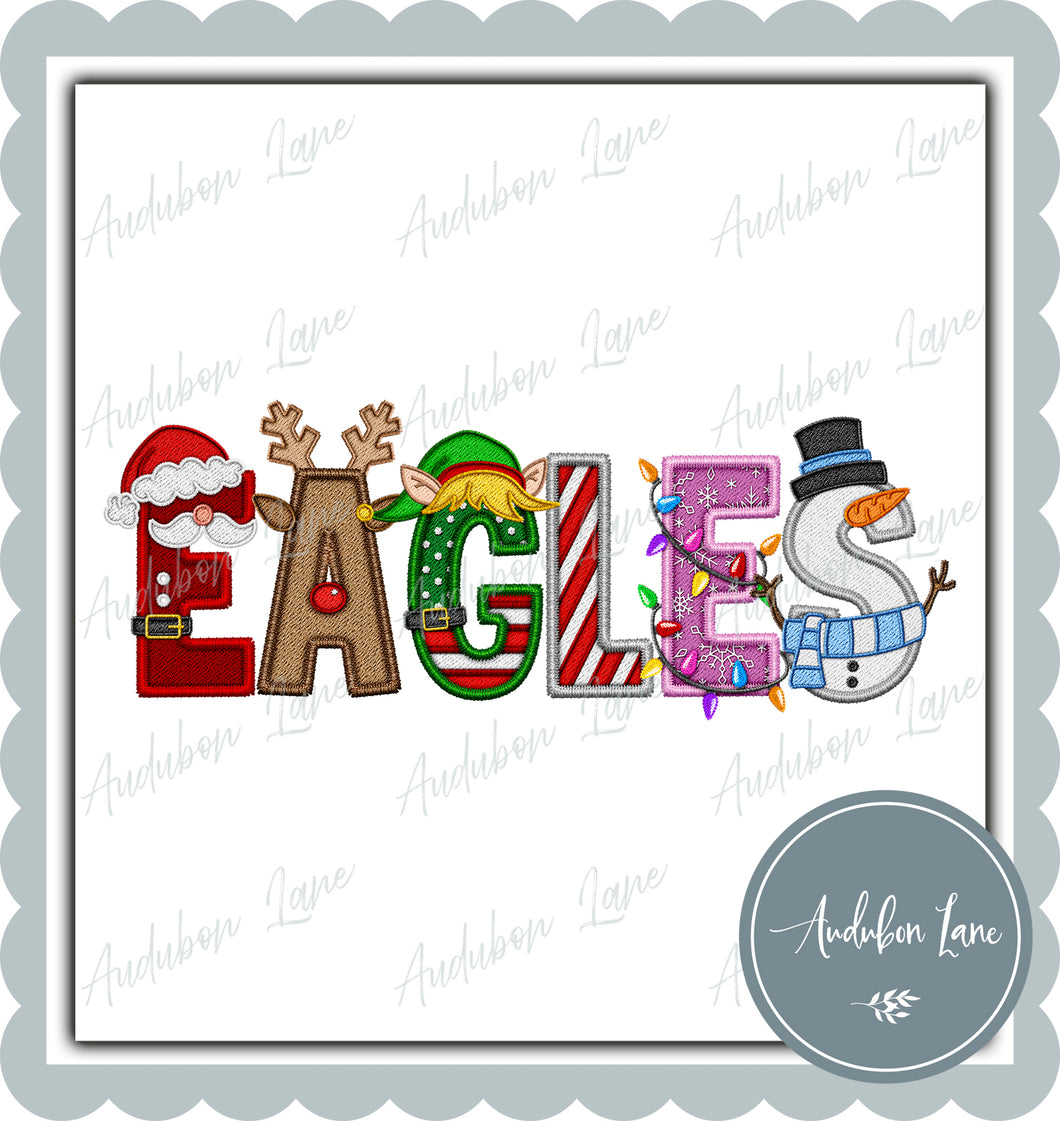 Personalized Christmas Mascot Faux Embroidery Name Print Ready To Press DTF Transfer Custom Requests Available