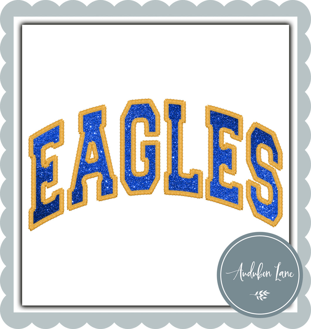 Eagles Faux Gold Embroidery and Faux Blue Glitter