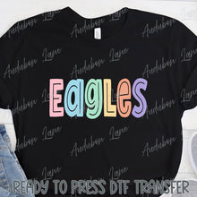 Load image into Gallery viewer, Eagles Split Letter Pastel Color Mascot Ready To Press DTF Direct To Film Transfer
