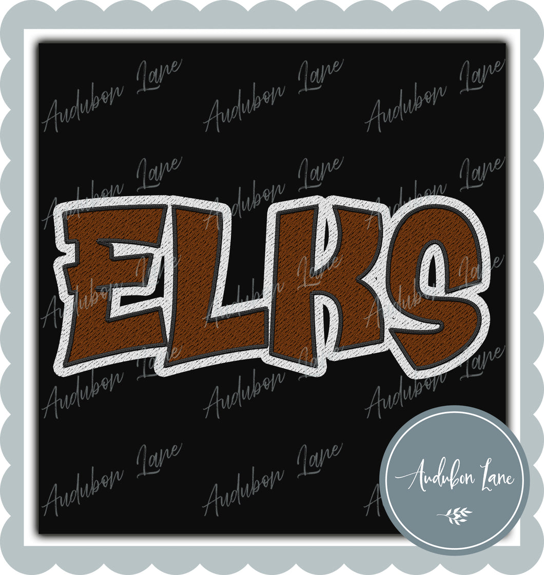 Elks Graffiti Style Mesh Brown and White Mascot Ready to Press DTF Transfer Customs Available On Request