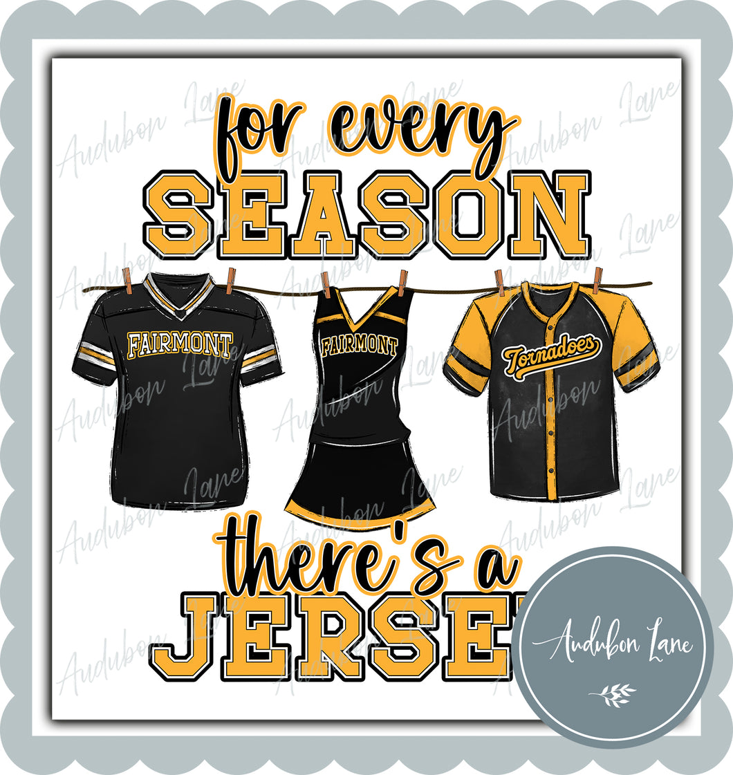 Tornadoes Jersey Black and Yellow Gold For Every Season with Cheer Ready to Press DTF Transfer Customs Available On Request