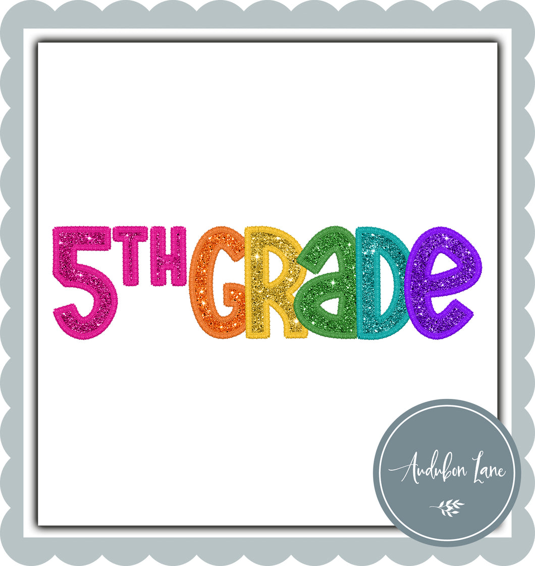 5th Grade Bright Colors Faux Embroidery and Glitter