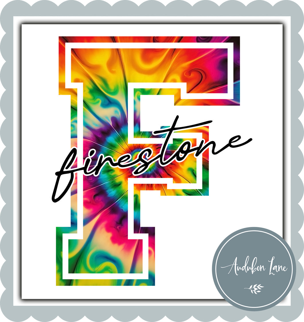 Firestone Rainbow Tie Dye Team Mascot Letter