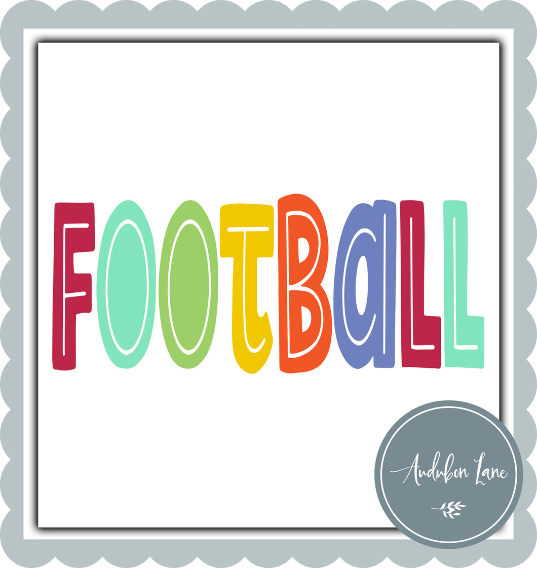 Football Split Letter Fall Colors Ready To Press DTF Direct To Film Transfer Customs Available On Request