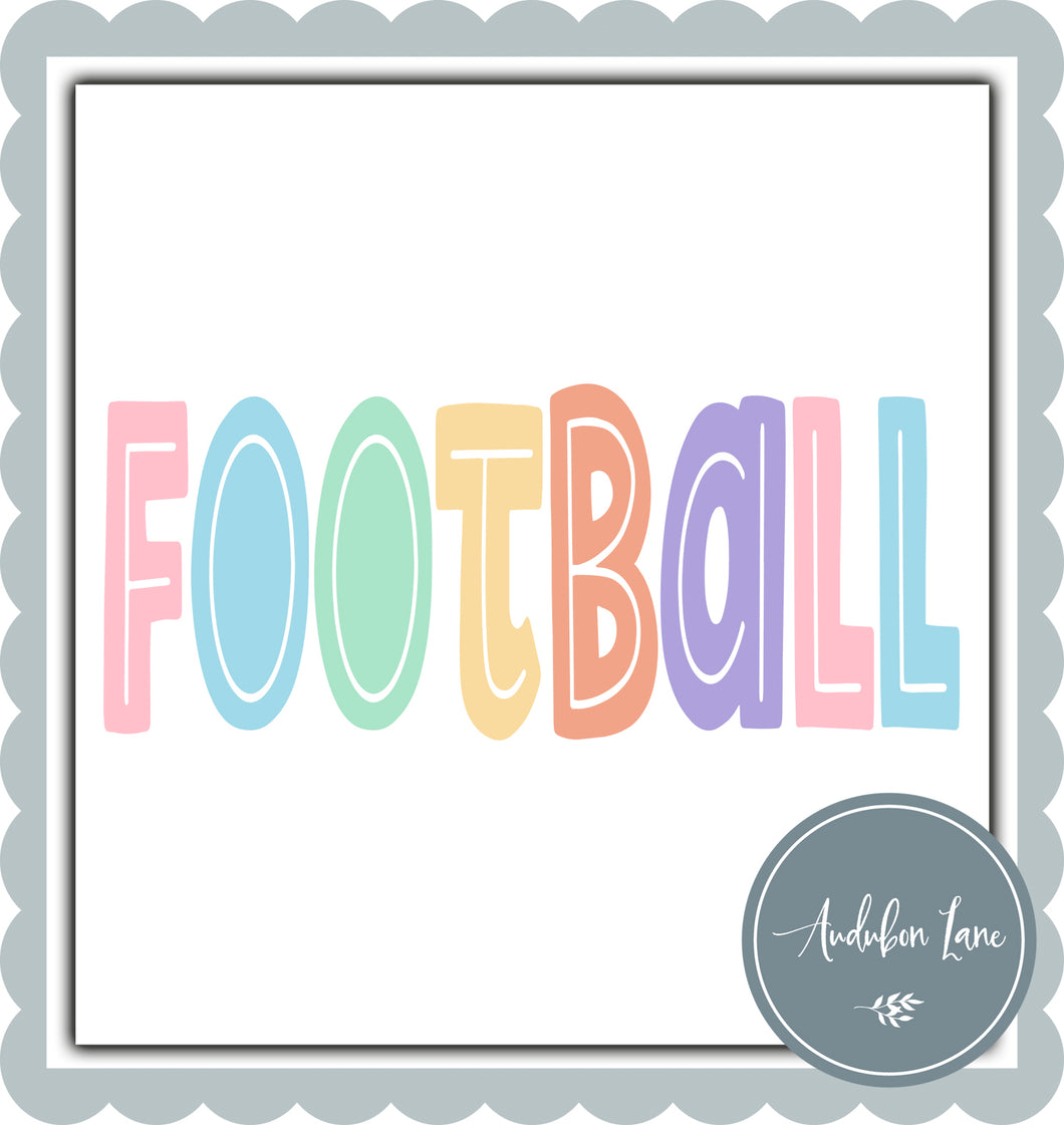 Football Split Letter Pastel Color Letters Ready To Press DTF Direct To Film Transfer