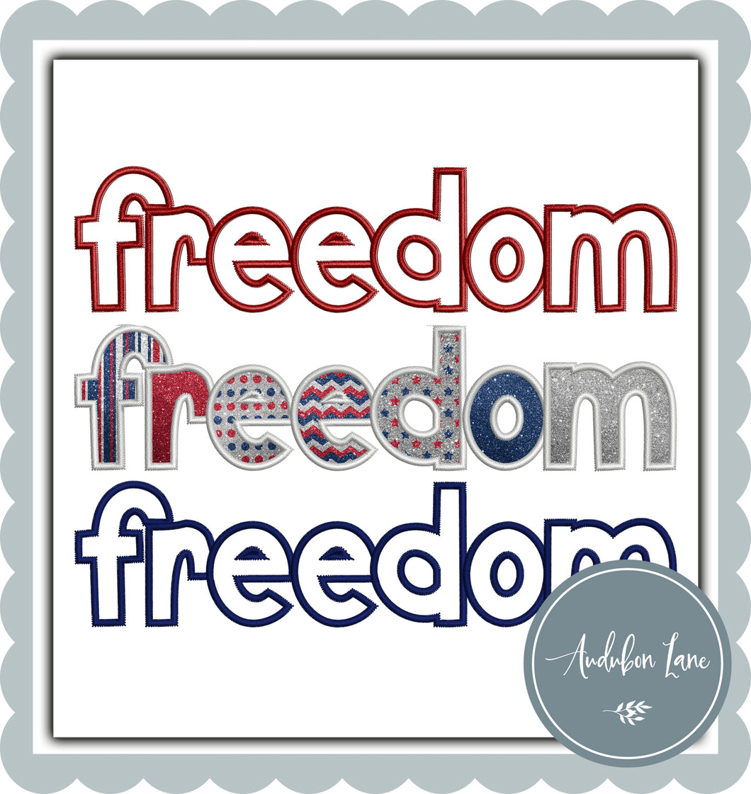 Freedom Triple Fauxbroidery & Glitter