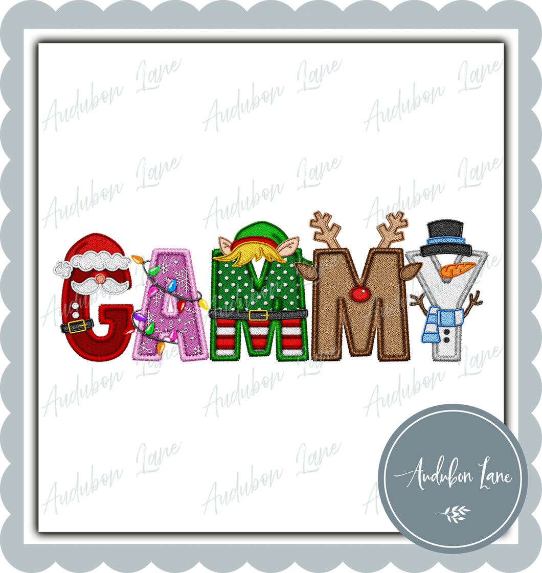 Gammy Christmas Faux Embroidery Print Ready To Press DTF Transfer Custom Requests Available