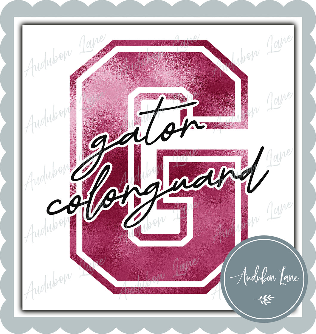 Gator Colorguard Breast Cancer Awareness Faux Metallic Pink Foil Mascot Letter Ready to Press DTF Transfer Customs Available On Request