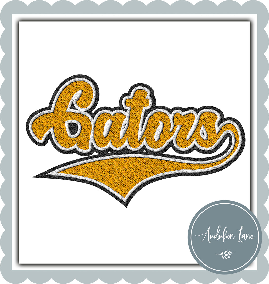 Gators Faux Yellow Gold and White and Black Embroidery