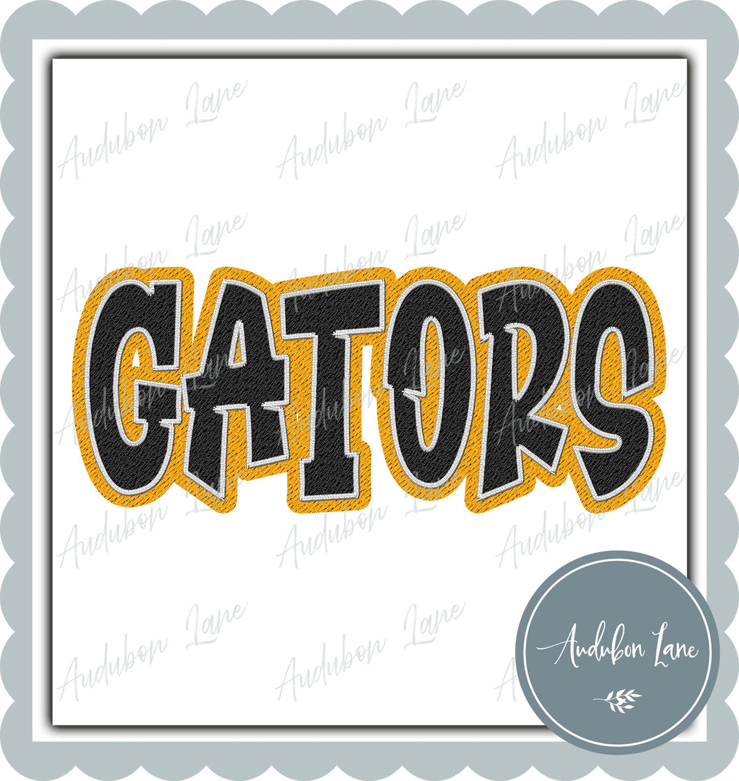 Gators Graffiti Style Mesh Black and Yellow Gold Mascot Ready to Press DTF Transfer Customs Available On Request
