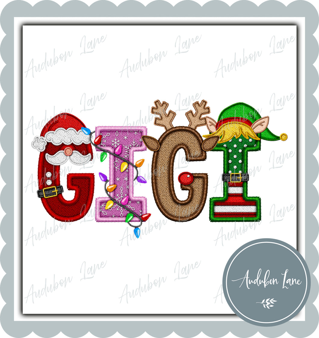 Gigi Christmas Faux Embroidery Print Ready To Press DTF Transfer Custom Requests Available