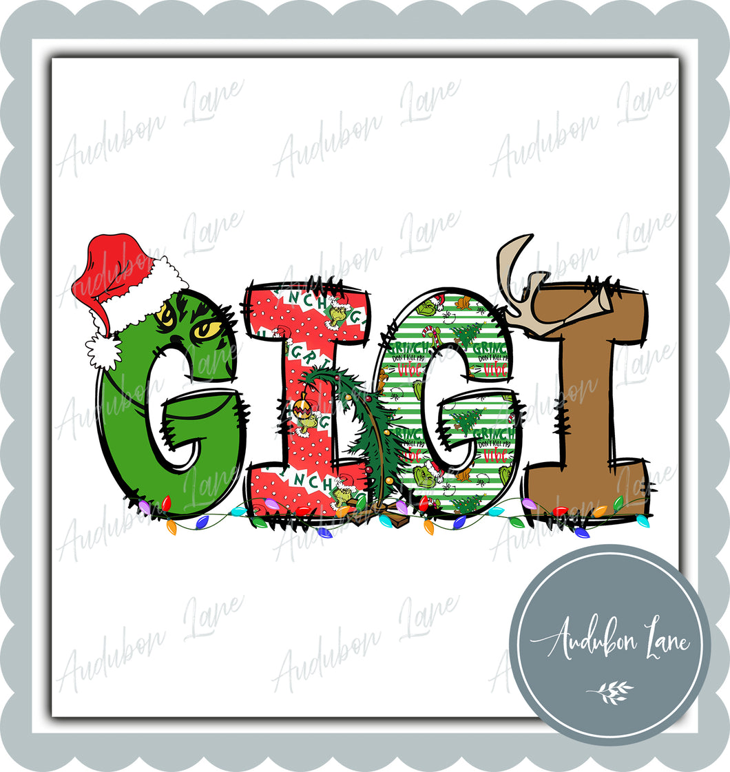 Gigi Meany Greeny Christmas Words Print Ready To Press DTF Transfer Custom