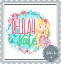Load image into Gallery viewer, Custom Name with Watercolor Mermaid 3
