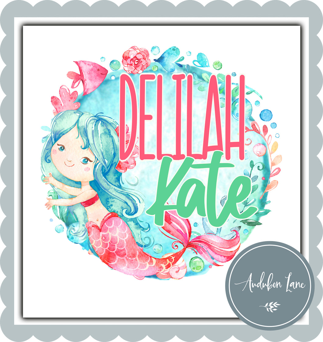 Custom Name with Watercolor Mermaid 6