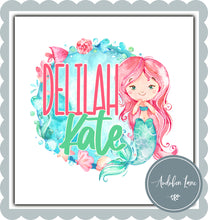 Load image into Gallery viewer, Custom Name with Watercolor Mermaid

