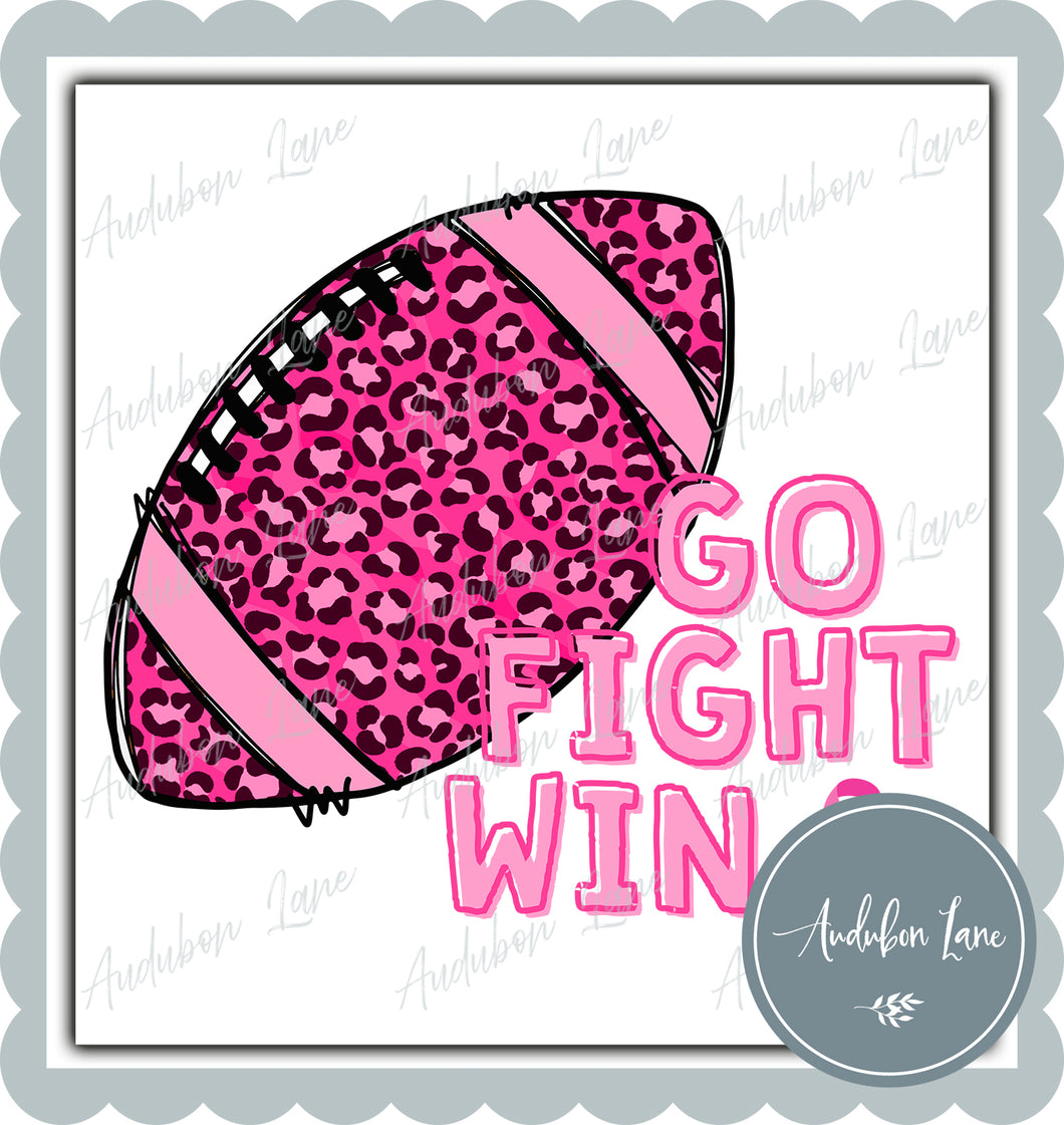 Go Fight Win Breast Cancer Awareness Leopard Football Ready to Press DTF Transfer