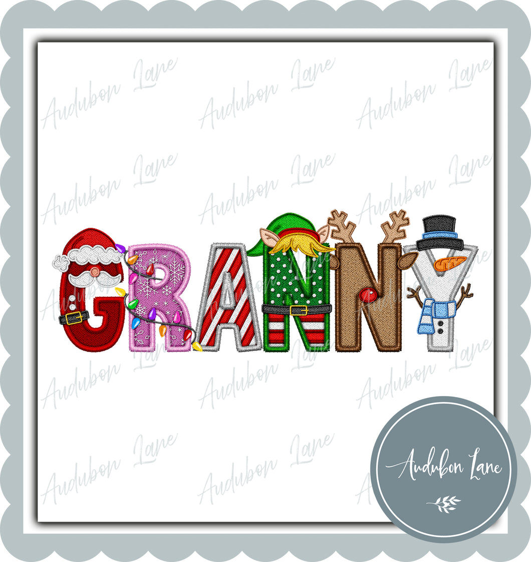 Granny Christmas Faux Embroidery Print Ready To Press DTF Transfer Custom Requests Available