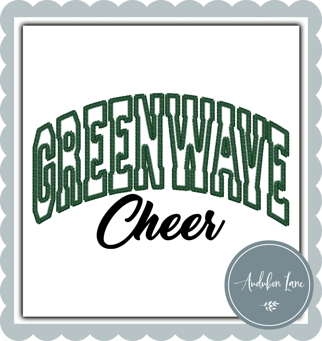 Greenwave Arched Dk Green Embroidery with Cheer in Black