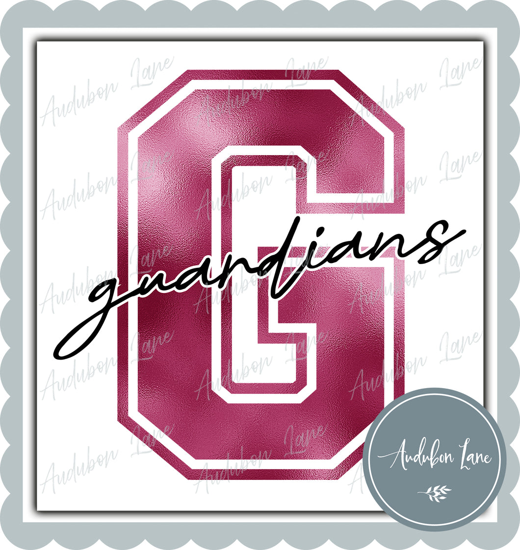 Guardians Breast Cancer Awareness Faux Metallic Pink Foil Mascot Letter Ready to Press DTF Transfer Customs Available On Request