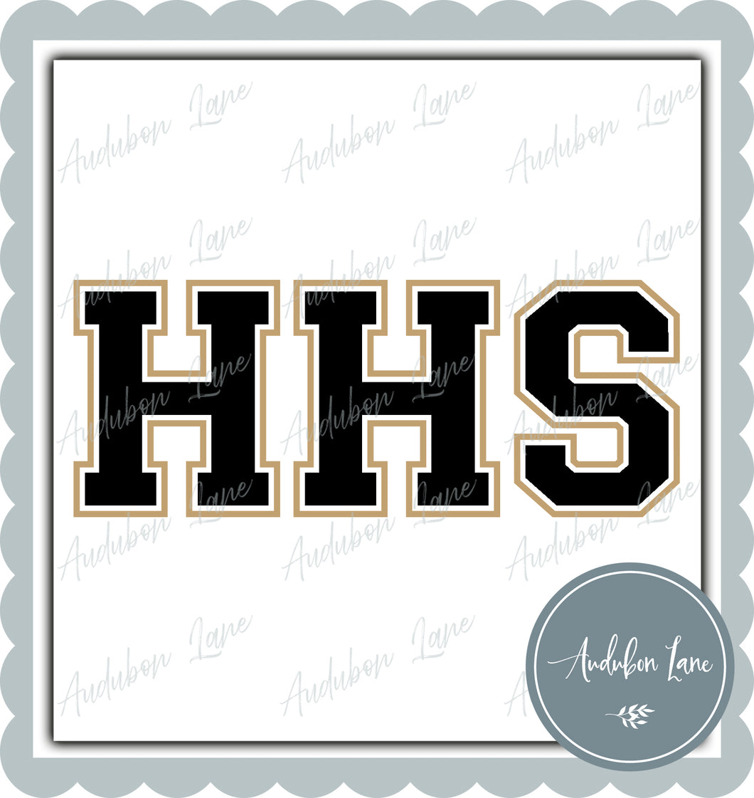 HHS Pocket Design Black and Tan Gold Print Ready To Press DTF Transfer Custom Colors Available On Request