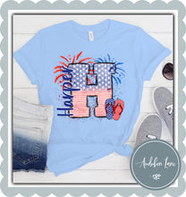 Load image into Gallery viewer, Personalized American Flag Doodle Letter With Name And Flipflops
