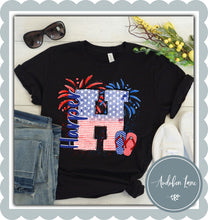 Load image into Gallery viewer, Personalized American Flag Doodle Letter With Name And Flipflops
