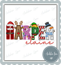 Load image into Gallery viewer, Personalized Christmas Faux Embroidery Name with Embroidery Script Print Ready To Press DTF Transfer Custom Requests Available
