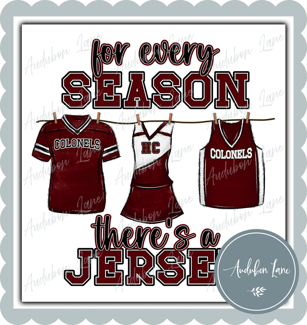 Colonels Jersey Maroon and Grey with Cheer For Every Season Ready to Press DTF Transfer Customs Available On Request
