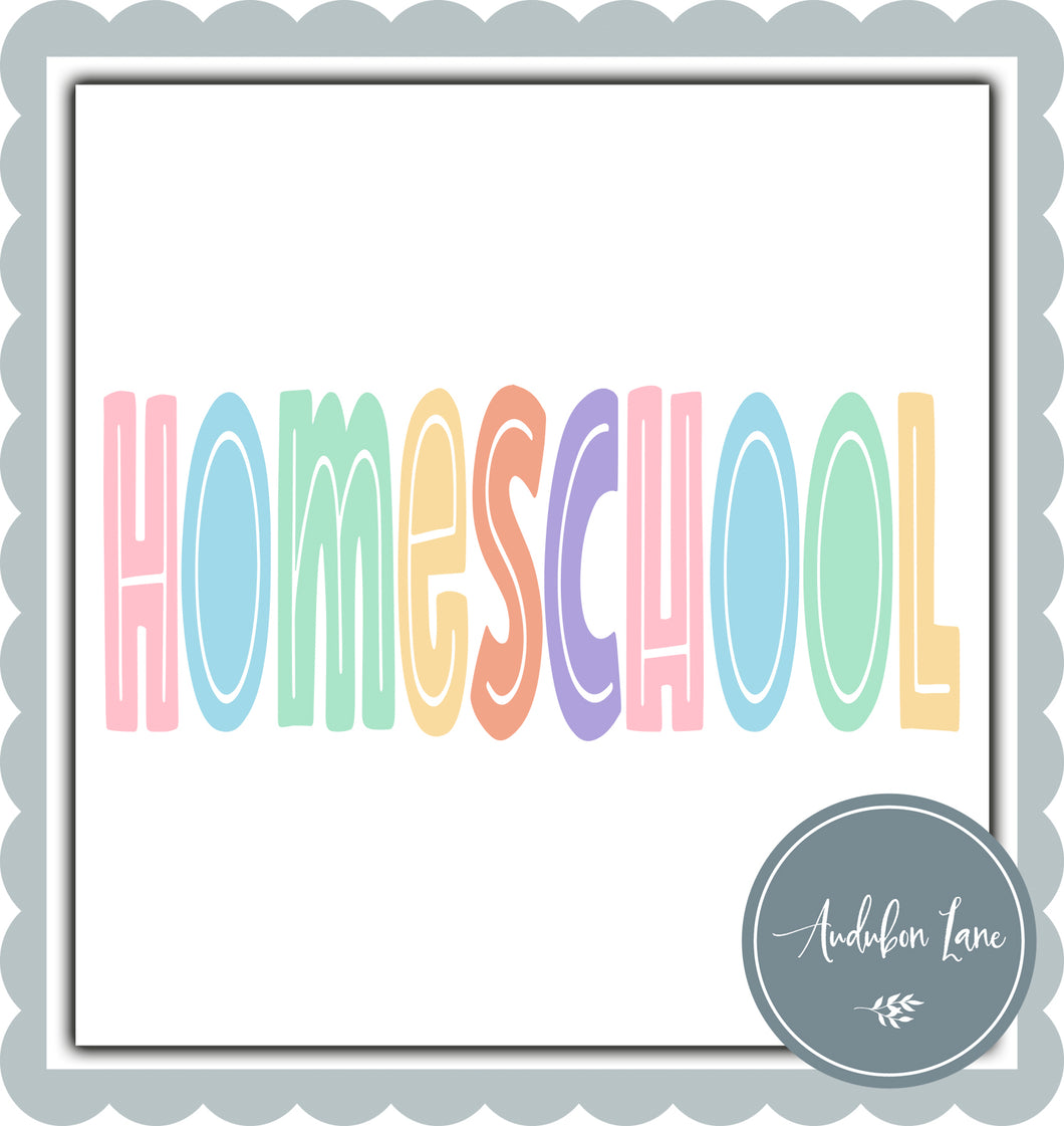Homeschool Split Letter Pastel Color Letters Ready To Press DTF Direct To Film Transfer