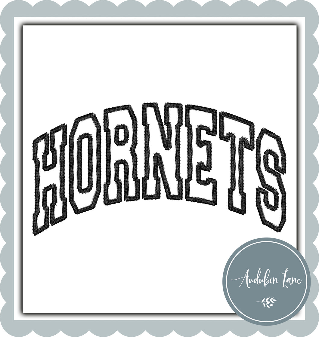 Hornets Arched Faux Black Embroidery