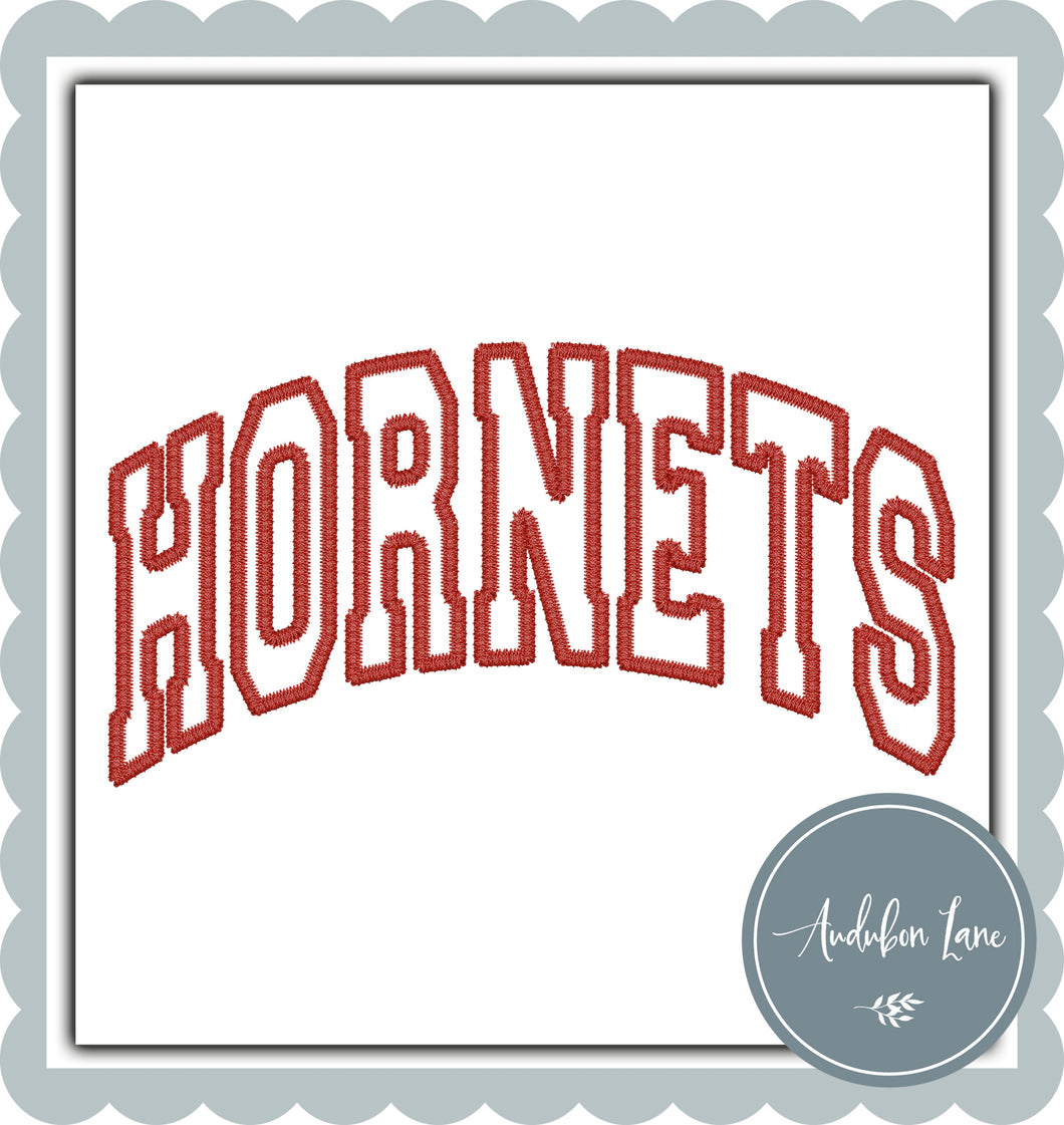 Hornets Arched Faux Red Embroidery