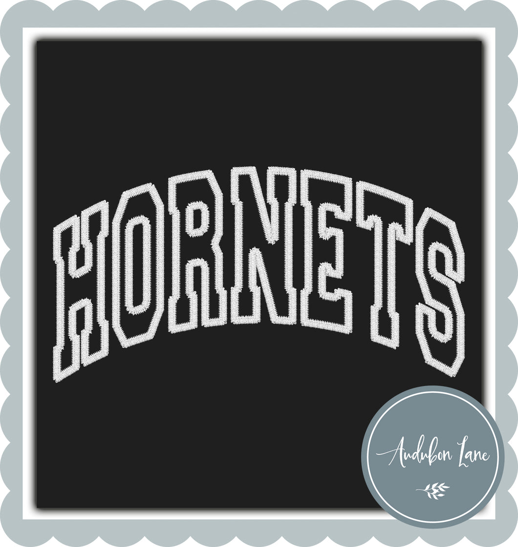 Hornets Arched Faux White Embroidery
