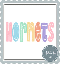 Load image into Gallery viewer, Hornets Split Letter Pastel Color Mascot Ready To Press DTF Direct To Film Transfer
