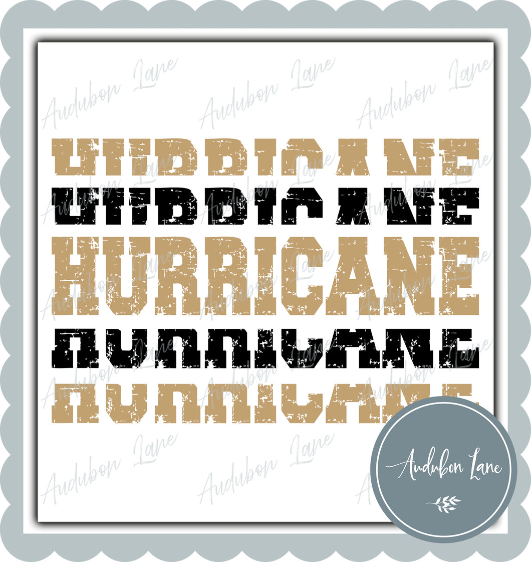 Hurricane Stacked Pro Distressed Two Color Vegas Gold and Black Ready To Press DTF Transfer Custom Colors Available On Request