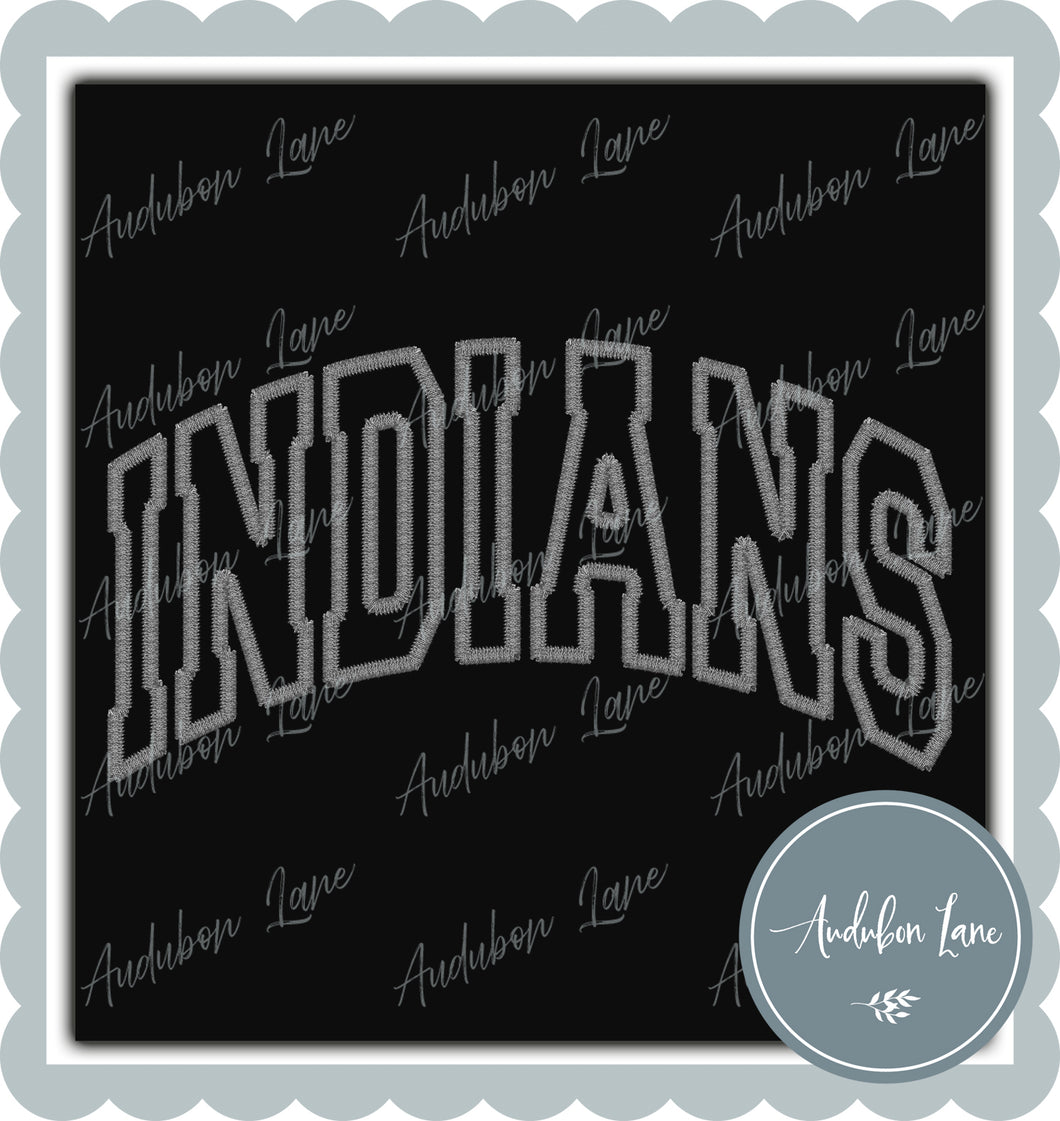 Indians Faux Grey Arched Embroidery Ready To Press DTF Transfer Custom Colors Available On Request
