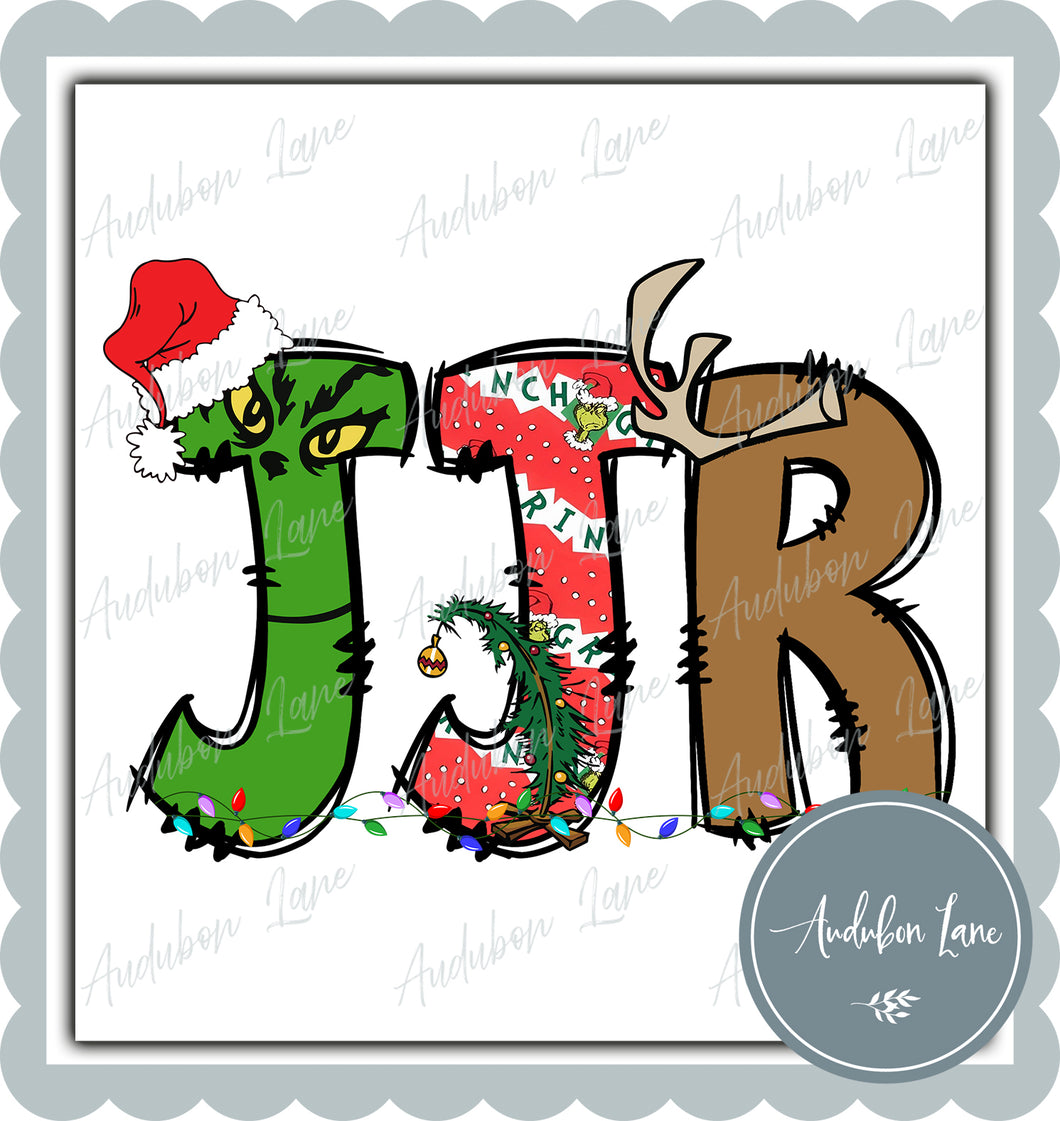 JJR Meany Greeny Christmas Words Print Ready To Press DTF Transfer Custom