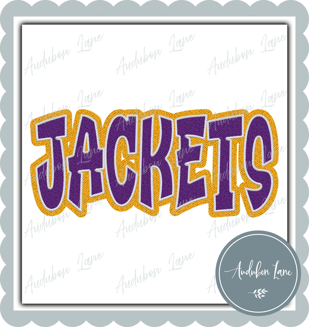 Jackets Graffiti Style Mesh Purple and Yellow Gold Mascot Ready to Press DTF Transfer Customs Available On Request