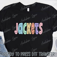 Load image into Gallery viewer, Jackets Split Letter Pastel Color Mascot Ready To Press DTF Direct To Film Transfer
