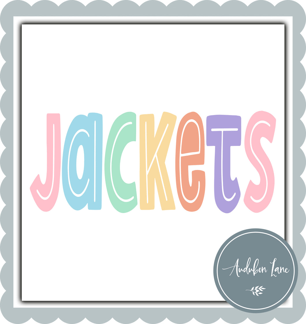 Jackets Split Letter Pastel Color Mascot Ready To Press DTF Direct To Film Transfer