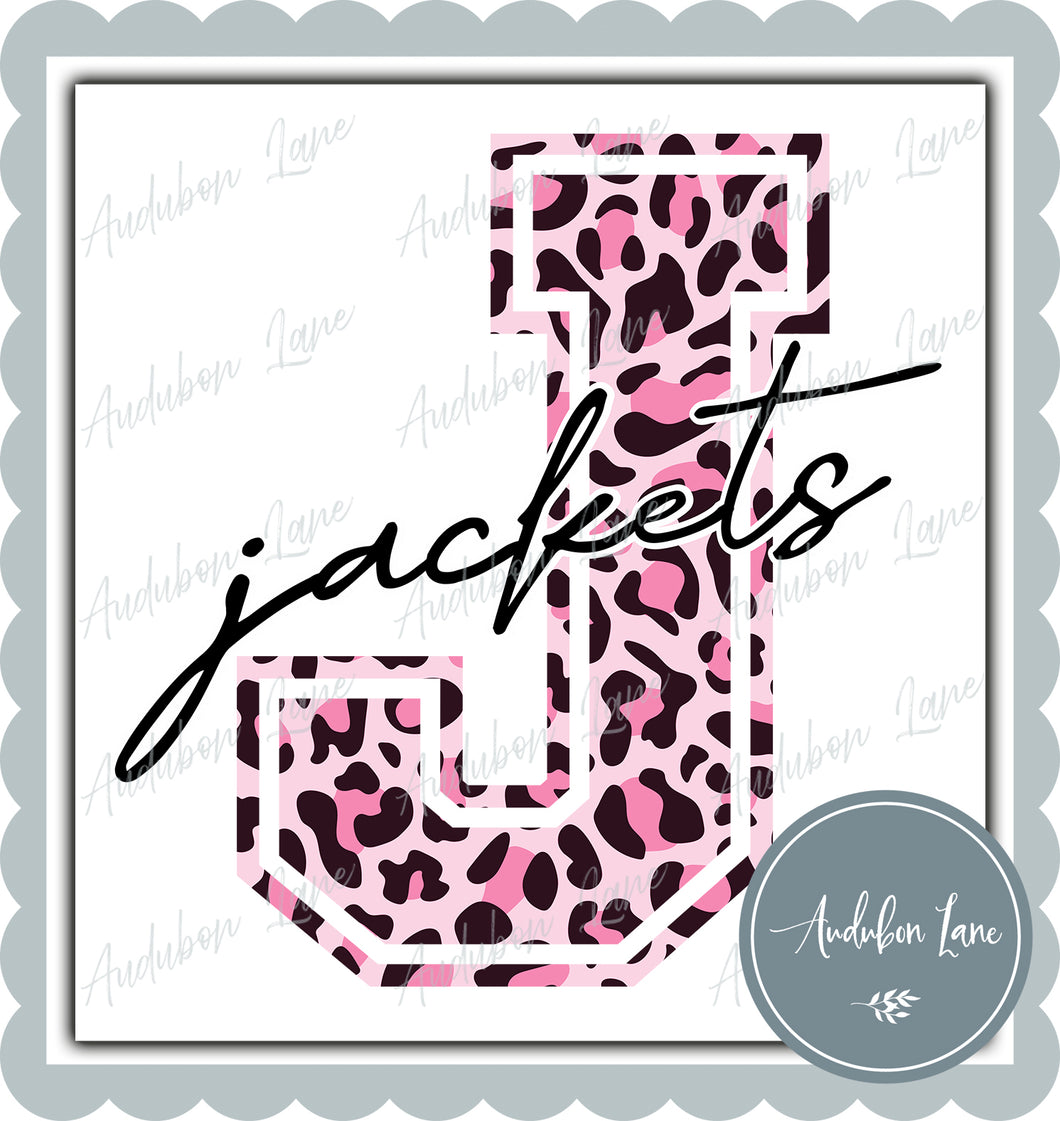 Jackets Breast Cancer Awareness Pink Leopard Mascot Letter Ready to Press DTF Transfer Customs Available On Request